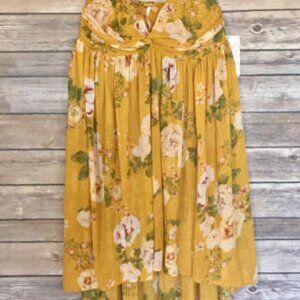 Free People Yellow Floral Tunic Top